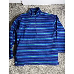 Vintage GAP Men's LARGE Sweater Striped Quarter Zip Fleece Skater Preppy 90s Y2K